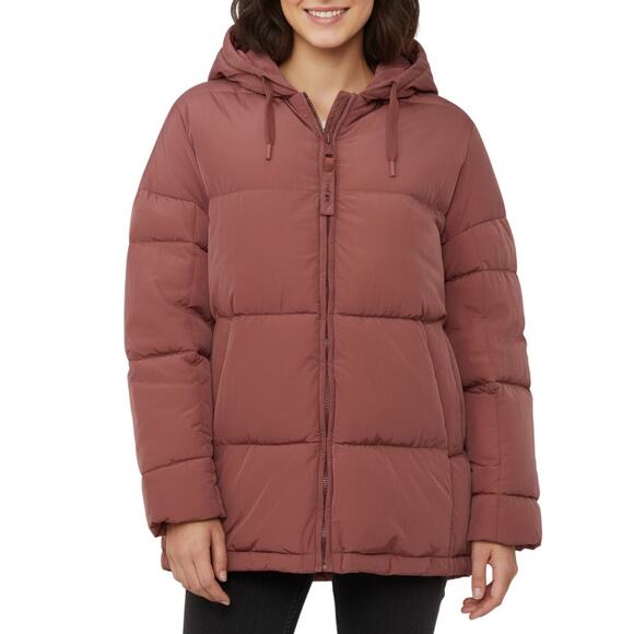 Oof Wear Quilted Puffer Jacket Coat Women’s Size 38 Pink Hooded Full Zip - Picture 1 of 12